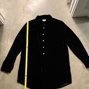 J.Jill Black Velvet Button-Up Shirt